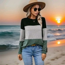 Damen Langarmshirt Farbblock