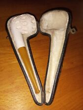 Meerschaum Pfeife - Blockmeerschaum - bent Pot mit Etui