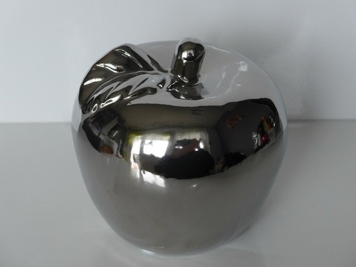 Keramik apfel silber obst - apfel,