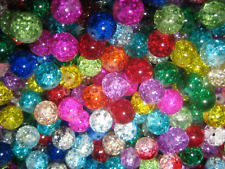 Glasperlen Mix/Crackle Perlen  rund  40 Stück 10 mm bunte Mischung