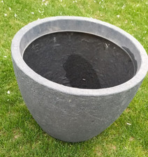 Großer Blumentopf, Pflanzkübel, anthrazit, Kunststoff, Durchmesser 48 cm