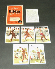 5 DDR-Zigaretten Sammelbilder in orig.Bilder-Tüte,,Kugelstoßen" Volk u.Bild 1954