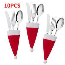 Santa Hat Besteckhalter Tasche 10/20 Stück Weihnachtsmann Mütze Weihnachten