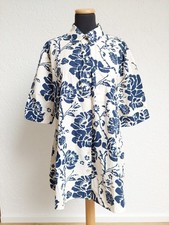 Creme blau Blumen Blusen Tunika Kleid von Zara, Gr. XXL (NEUw.)