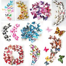 3D Schmetterlinge Blumen 12er Set Dekoration Wandtattoo Wandsticker Wanddeko