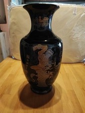 Schöne Große Vase Koboldblau Mit Asiatischem Muster