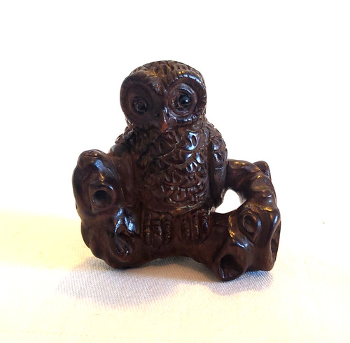 Antike japanische netsuke eule - netsuke,