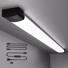 LED Deckenlampe Flach Panel mit Stecker | Büro Küche Arbeitszimmer Leuchte IP65
