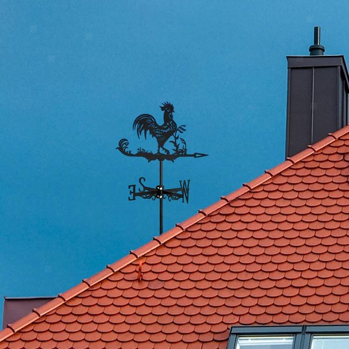 Wetterfahne mit hahn motiv - hahn,