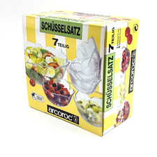 Arcroc Glas Aspen Blatt-Motiv Schüsselset 7-teilig | VTG NEU 70er Servierset RAR