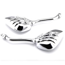 Motorrad Spiegel Paar in Chrom Schädel Klaue Seitenspiegel Set mit M10 Roller