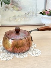 Vintage Kupfer Kochtopf mit Holzgriff, Kochpfanne– Stockli Netstal Swiss