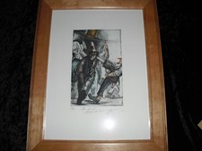 Andreas Noßmann, Rarität, gerahmt, "Der, der den Schuß nicht hört" Farbradierung