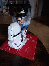 Reiterlein Erzgebirge Nussknacker auf Schaukelpferd  17 x 20 cm Volkskunst 