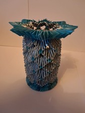 3D Origami, Vase Silber-Blau