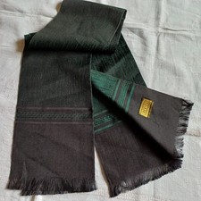 Vintage Schal, 60er, Trevira mit Schurwolle, 120 x30 cm dunkelgrün /schwarz, neu