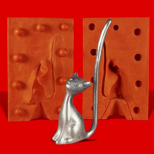 Zinngießform ringhalter katze - ringhalter,