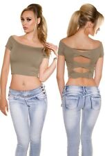 Crop Top Bauchfrei Shirt Partytop Bluse Strandtop Carmen Oberteil Sommertop Hemd