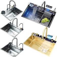 Edelstahl Küchenspüle Einbauspüle Wasserfallspüle Spülbecken Küchenarmatur Set