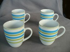 TCM Tchibo 4Kaffeebecher 4 Henkelbecher H. 11 cm  Streifen grün bau