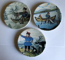 3 Porzellan Wandteller des samischen Künstlers Andreas Alariesto von 1984