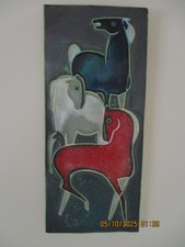 Schäffenacker, Wandplatte mit drei Pferden, HxBxT ca. 45x20x2, 60er-Jahre-Design