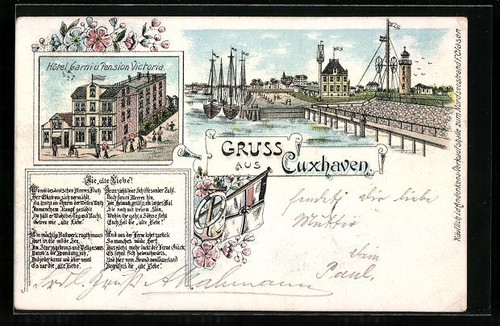 Lithographie cuxhaven hotel - cuxhaven,,