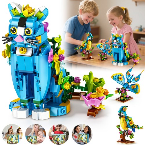Blumen katzen papagei 3in1 - blumen,
