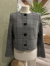 H&M Damen Blazer Jacke Schwarz Weiß Kariert Hahnentritt Neu S 36 38 Elegant Top