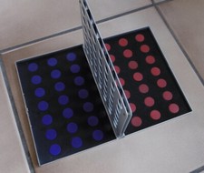 "QUATTRO" älteres Chip-Gedächtnis-Reisespiel Werbung / Blechdose silber