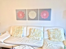 3 Teil. 3D Blumen Bild Acryl Leinwand 50x50x3,5cm Keilrahmen modern Unikat moder