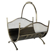 Kaminholzkorb Metall Kaminholzhalter Holzkorb antik patiniert Kaminholzständer