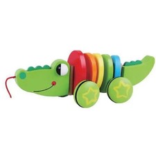 Holz Nachzieh-Krokodil 29 cm