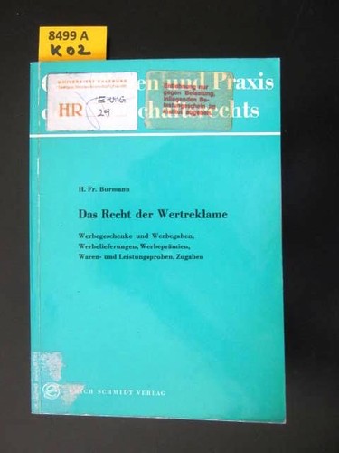 Das recht der wertreklame - das,