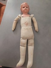  Alte Brustblattkopf Puppe Cellba 15 Stoffpuppe / rechtes Auge innen liegend