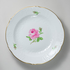 Meissen Schale rund Rote Rose Neumarseille 27 cm 2. Wahl Neuware