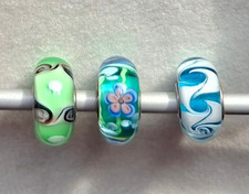 3 blau-grüne Charmbeads aus