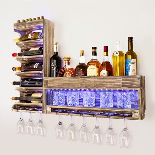 Weinregal mit led lich holz - mit, led-lich