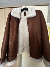 Vintage Lammfell Lederjacke Herren braun mit Fellfutter XL