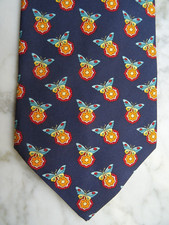 GIANNI VERSACE Designer Krawatte 100%Seide#DUNKELBLAU MIT SCHMETTERLINGEN/BLUMEN