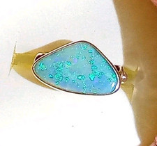 Großer Coober Pedy Opal 2,5 Ct Ring 950 Silber Vollopal Australien Blau Gr. 51