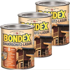 Dauerschutz Lasur 3x0,75l Holzfarbe Holzschutzlasur Holzschutz Aussen 12 Farben 