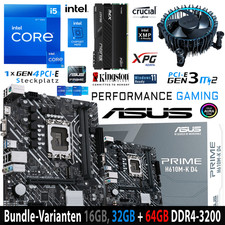 Intel i5 12400 ASUS Prime H610M-K D4 mit 16, 32 oder 64GB DDR4-3200MHz PC-Bundle