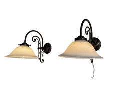 Antik Sieger Messing Wandleuchte Wandlampe Opalglas Jugendstil