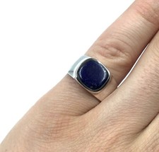 925 Silber Ring quadratischer Siegelring Lapislazuli glatte Platte Schmuck RW 56