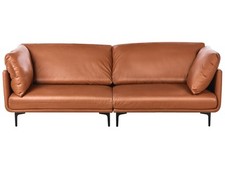 Gepolstertes 3-Sitzer Sofa Veganes Leder Metallbeine Goldbraun Revsnes