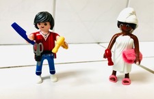 playmobil Figuren Friseur und Dame im Badehandtuch / Sauna