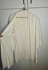 Sommer Set / Anzug 3-teilig -Elegant & weich fließend Weiß - Frank Usher Gr. 44