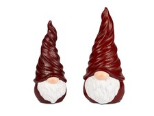 2er Set Dekofiguren Wichtel H. 23 + 28cm rot weiß Keramik Formano W25