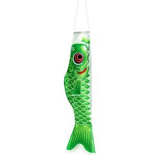 Windspiel Fischfahne japan Garten Deko Koi Karpfen Flage hängen grün Polyeste